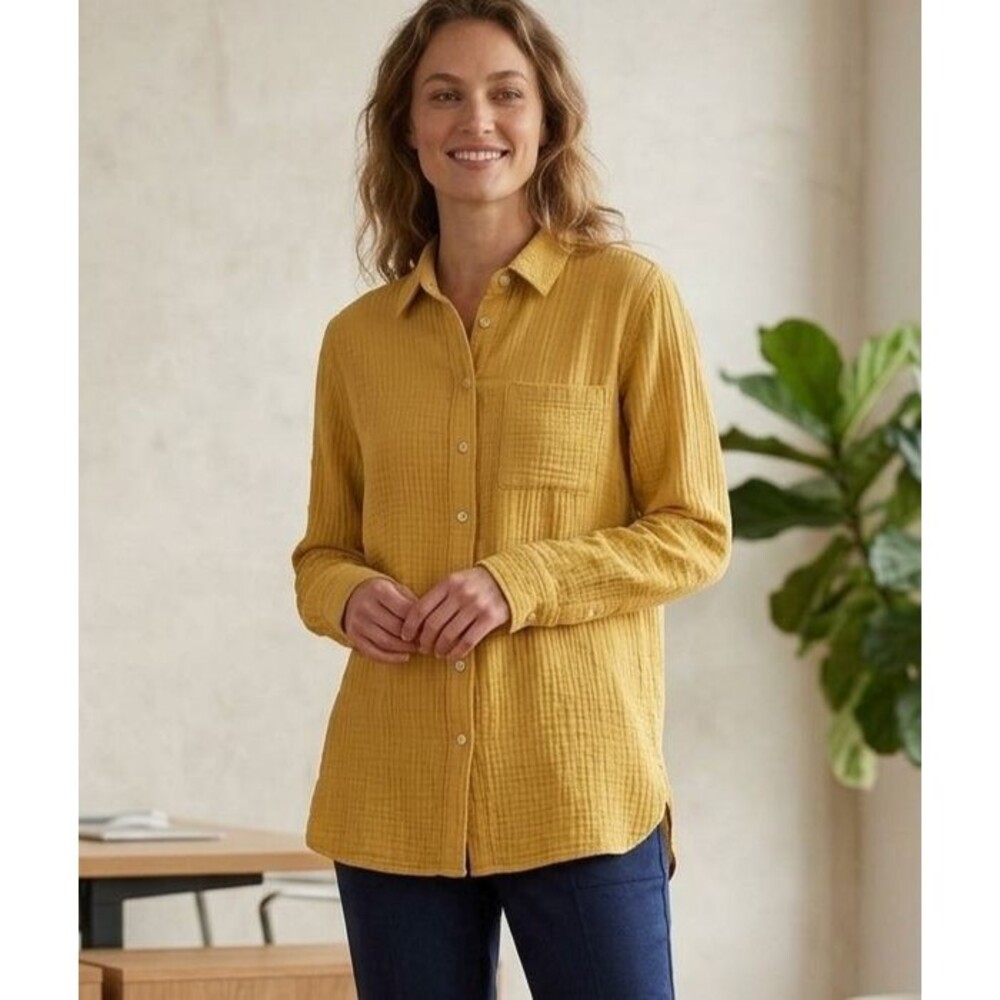 J.Crew Maize Yellow Button Down Soft Officewear Fall Shirt L